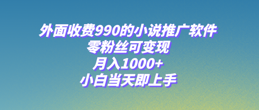 （8016期）小说推广软件，零粉丝可变现，月入1000+，小白当天即上手【附189G素材】| 副业网