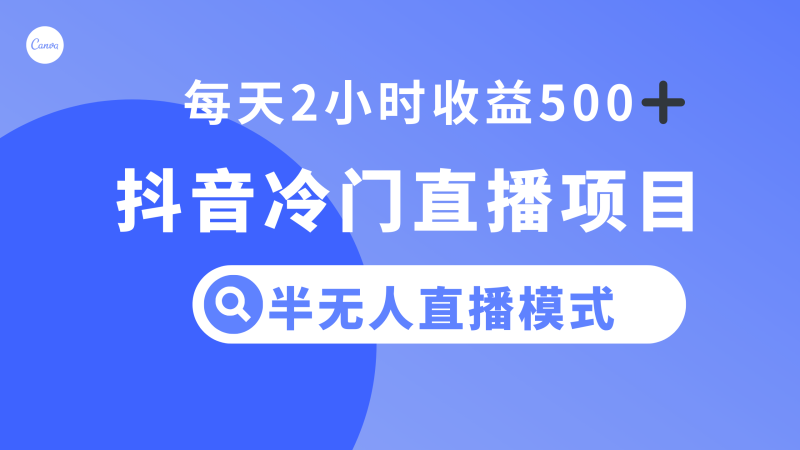 （8053期）抖音冷门直播项目，半无人模式，每天2小时收益500+| 副业网