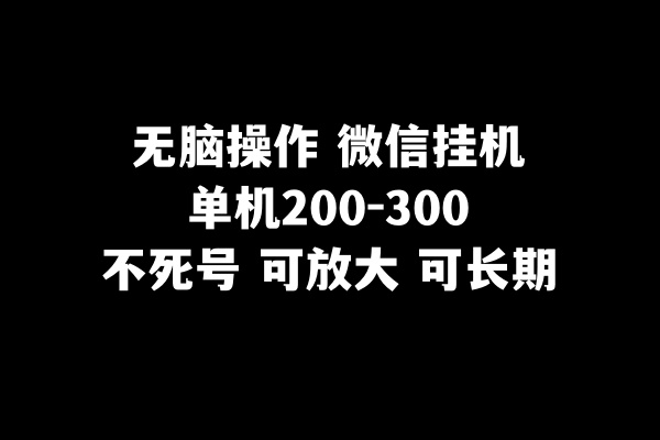 （8119期）无脑操作微信挂机单机200-300一天，不死号，可放大| 副业网