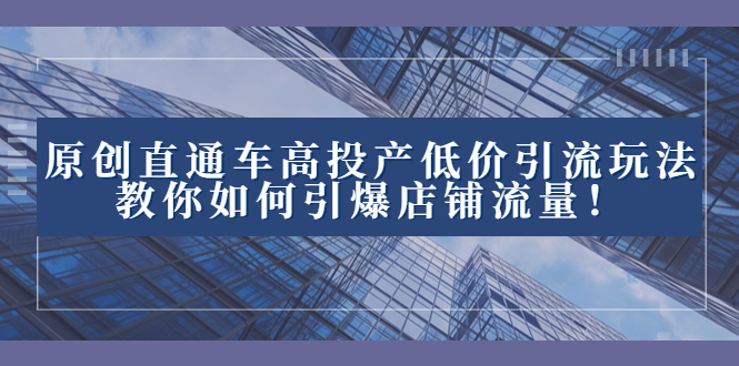 （8197期）2023直通车高投产低价引流玩法，教你如何引爆店铺流量！| 副业网