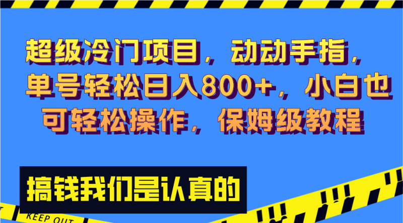 （8205期）超级冷门项目,动动手指，单号轻松日入800+，小白也可轻松操作，保姆级教程| 副业网