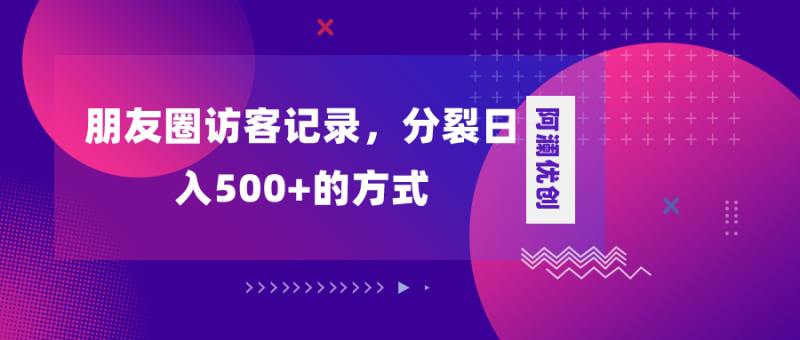 （8301期）朋友圈访客记录，分裂日入500+，变现加分裂| 副业网