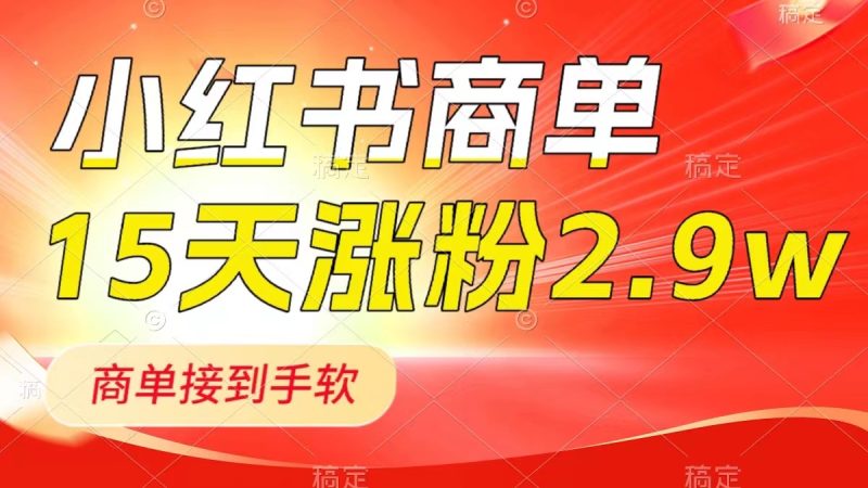 （8308期）小红书商单最新玩法，新号15天2.9w粉，商单接到手软，1分钟一篇笔记| 副业网