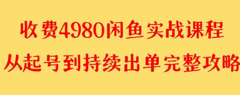 （8359期）外面收费4980闲鱼无货源实战教程 单号4000+| 副业网