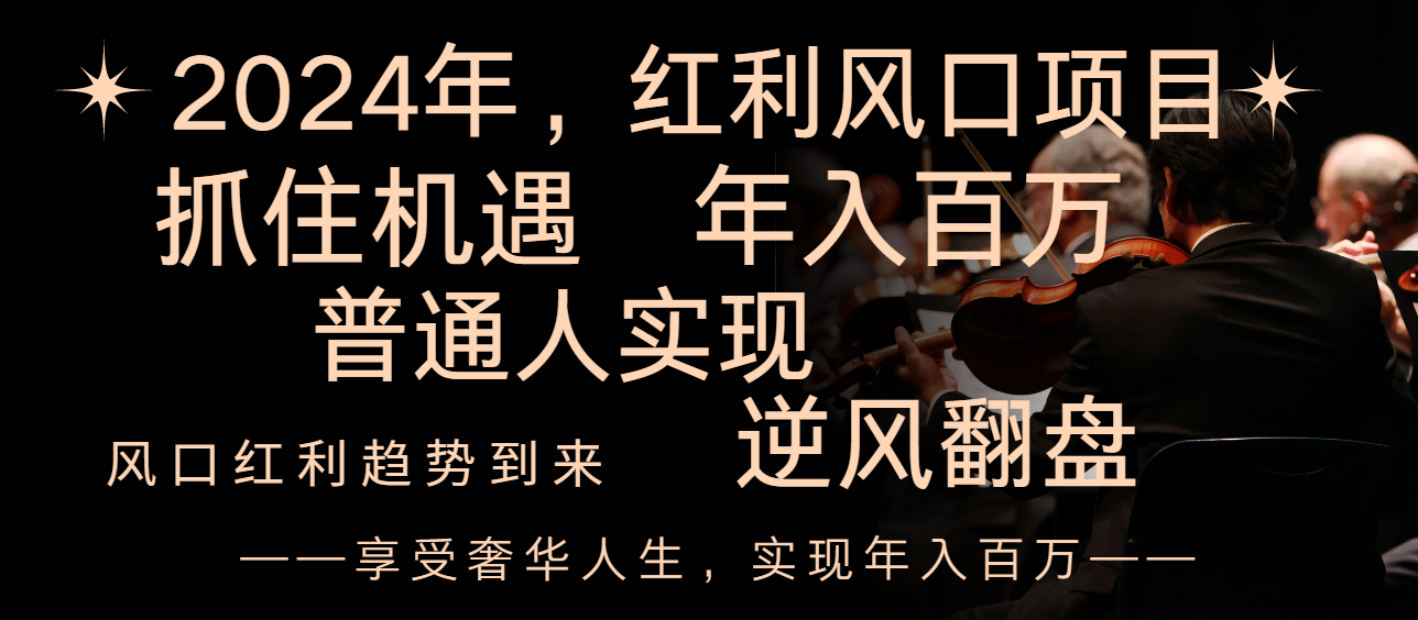 （8418期）2024红利风口项目来袭，享受第一波红利，逆风翻盘普通人也能实现，年入百万| 网创圈