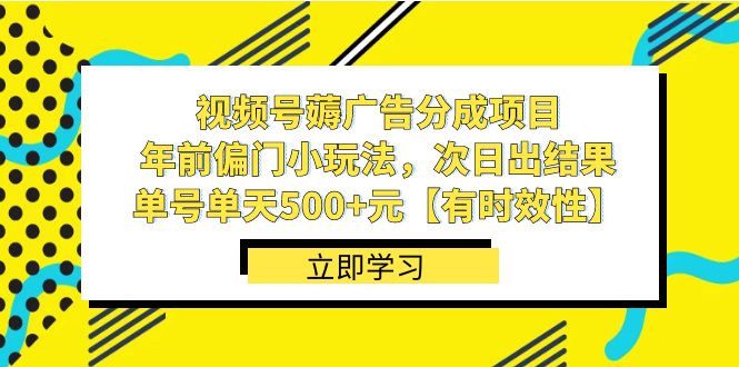 （8527期）视频号薅广告分成项目，年前偏门小玩法，次日出结果，单号单天500+元【…| 副业网