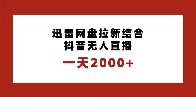 （8551期）一天2000+迅雷网盘拉新结合抖音无人直播，独创玩法保姆级教学| 副业网