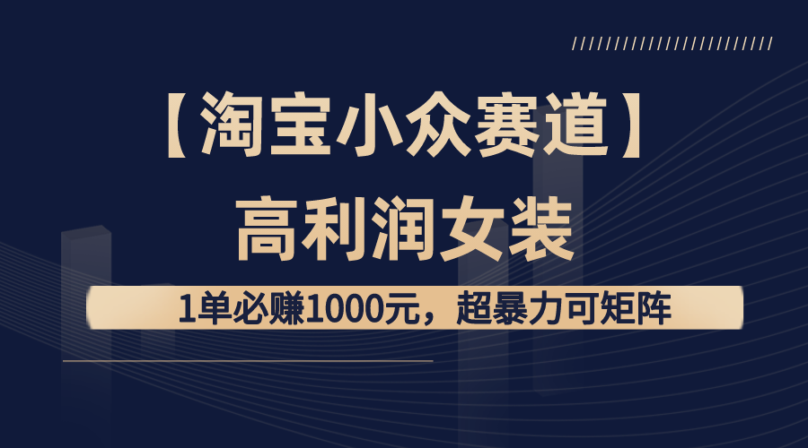 （8608期）【淘宝小众赛道】高利润女装：1单必赚1000元，超暴力可矩阵| 网创圈
