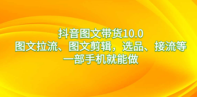 （8626期）抖音图文带货10.0，图文拉流、图文剪辑，选品、接流等，一部手机就能做| 网创圈