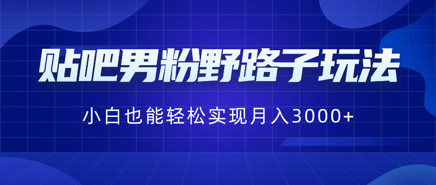 （8708期）贴吧男粉野路子玩法，小白也能轻松实现月入3000+| 网创圈