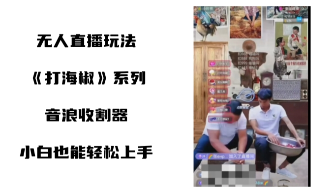 （8661期）打海椒无人直播整蛊项目，小白轻松上手撸音浪收割器（教程+工具+素材）| 网创圈