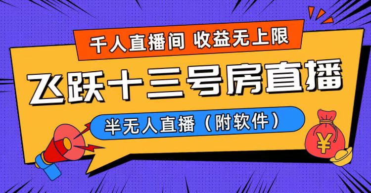 （8711期）爆火飞跃十三号房半无人直播，一场直播上千人，日入过万！（附软件）| 网创圈
