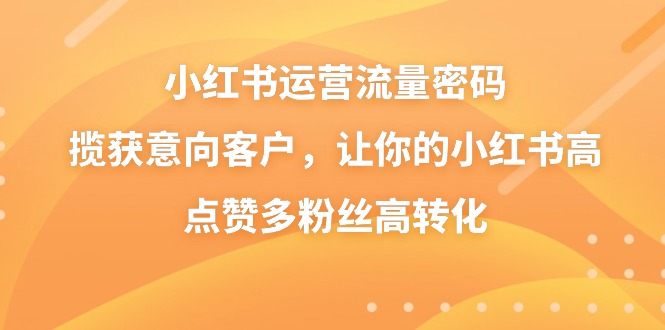 （8764期）小红书运营流量密码，揽获意向客户，让你的小红书高点赞多粉丝高转化| 网创圈
