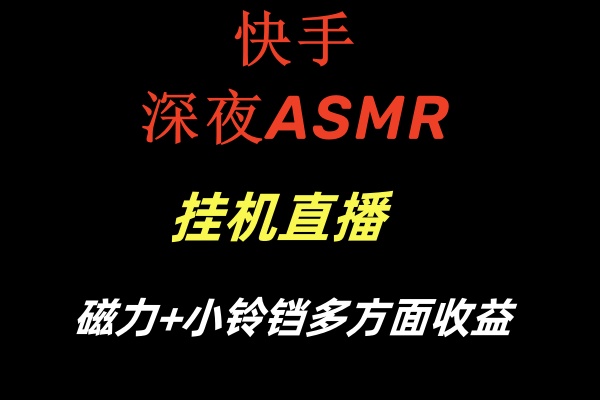 （8758期）快手深夜ASMR挂机直播磁力+小铃铛多方面收益| 网创圈
