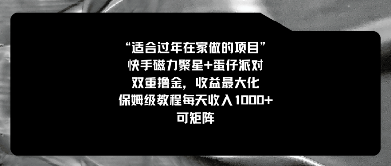 （8797期）适合过年在家做的项目，快手磁力+蛋仔派对，双重撸金，收益最大化 保姆…| 网创圈