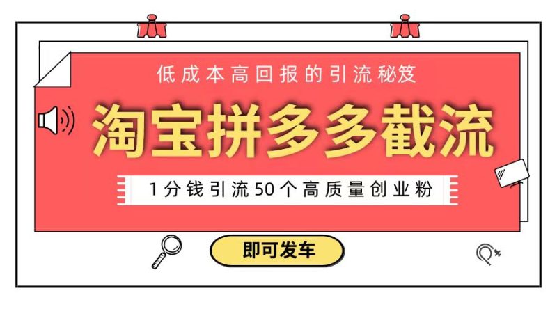 （8787期）淘宝拼多多电商平台截流创业粉 只需要花上1分钱，长尾流量至少给你引流50粉| 网创圈