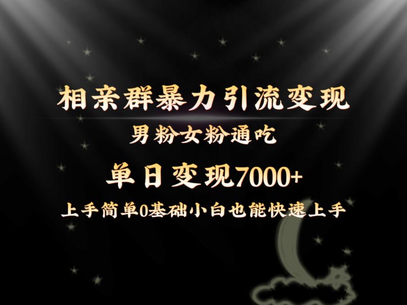 （8781期）全网首发相亲群暴力引流男粉女粉通吃变现玩法，单日变现7000+保姆教学1.0| 网创圈