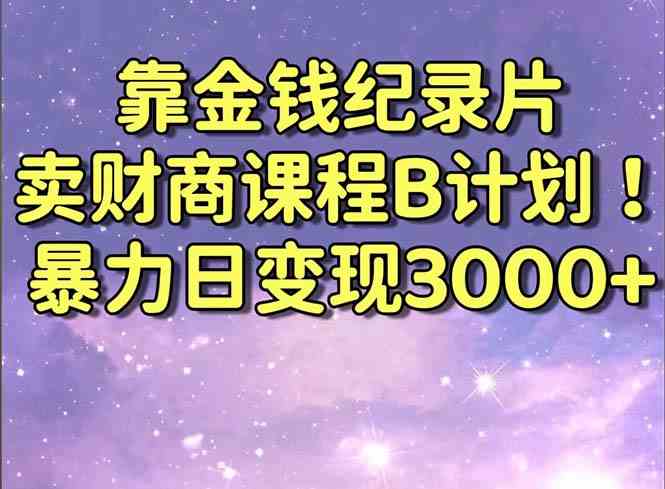 （8944期）靠金钱纪录片卖财商课程B计划！暴力日变现3000+，喂饭式干货教程！| 副业网