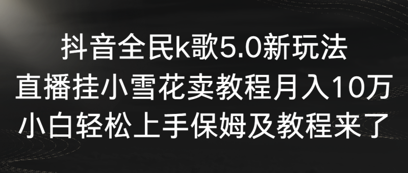 （9021期）抖音全民k歌5.0新玩法，直播挂小雪花卖教程月入10万，小白轻松上手，保…| 副业网