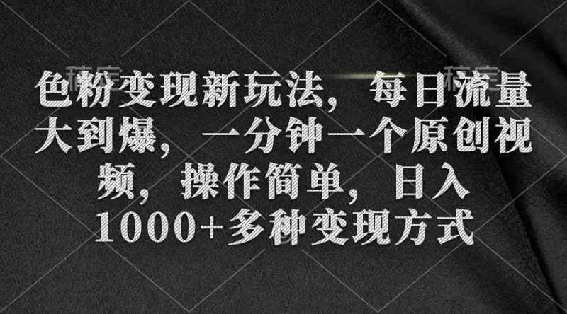 （9282期）色粉变现新玩法，每日流量大到爆，一分钟一个原创视频，操作简单，日入1…| 网创圈