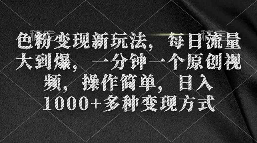 （9282期）色粉变现新玩法，每日流量大到爆，一分钟一个原创视频，操作简单，日入1…| 网创圈