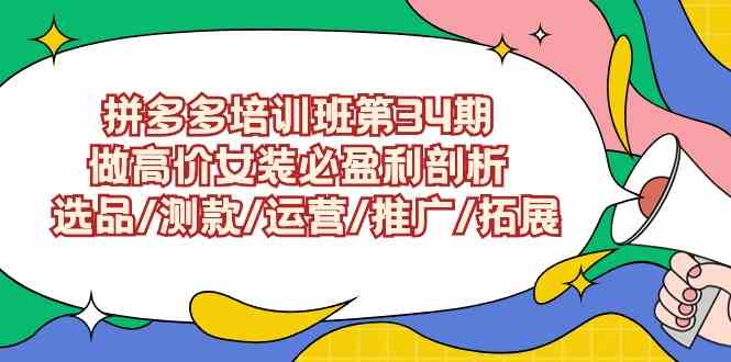 （9333期）拼多多培训班第34期：做高价女装必盈利剖析  选品/测款/运营/推广/拓展| 网创圈