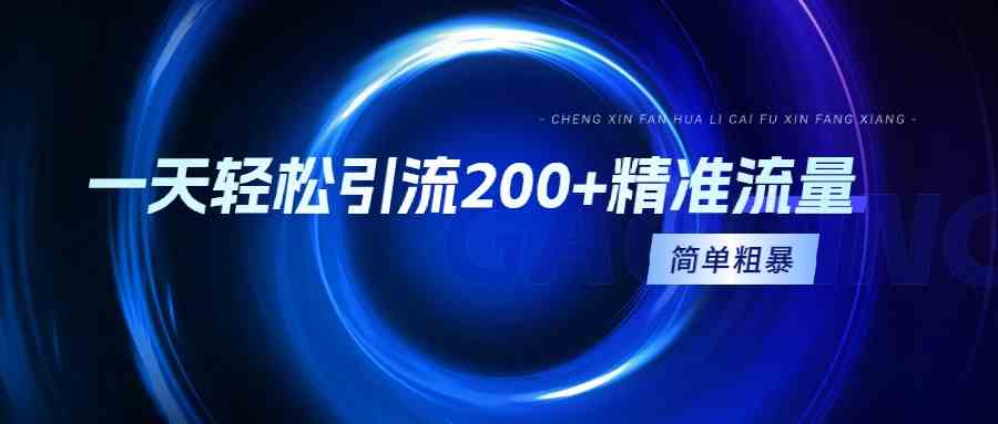 （9359期）一天轻松引流200+精准流量，简单粗暴，一看就会| 网创圈