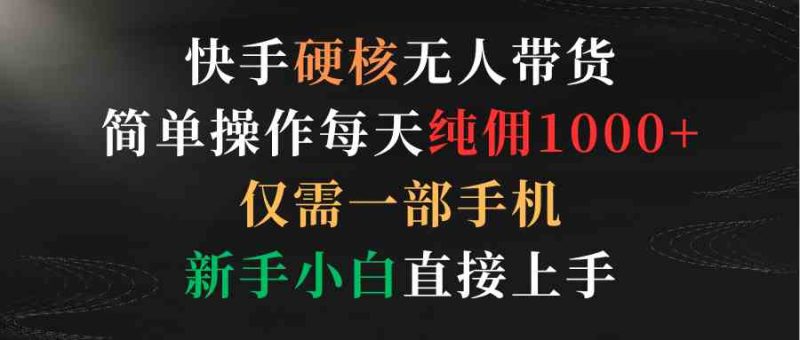 （9475期）快手硬核无人带货，简单操作每天纯佣1000+,仅需一部手机，新手小白直接上手| 网创圈