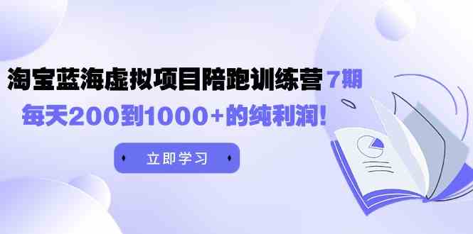 （9541期）黄岛主《淘宝蓝海虚拟项目陪跑训练营7期》每天200到1000+的纯利润| 网创圈