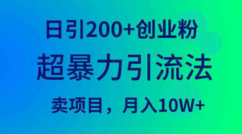 （9654期）超暴力引流法，日引200+创业粉，卖项目月入10W+| 网创圈