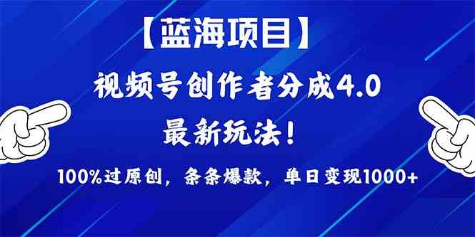 （9777期）2024蓝海项目视频号，最新方法， 100%过原创，条条爆款，单日变现1K+，…| 网创圈