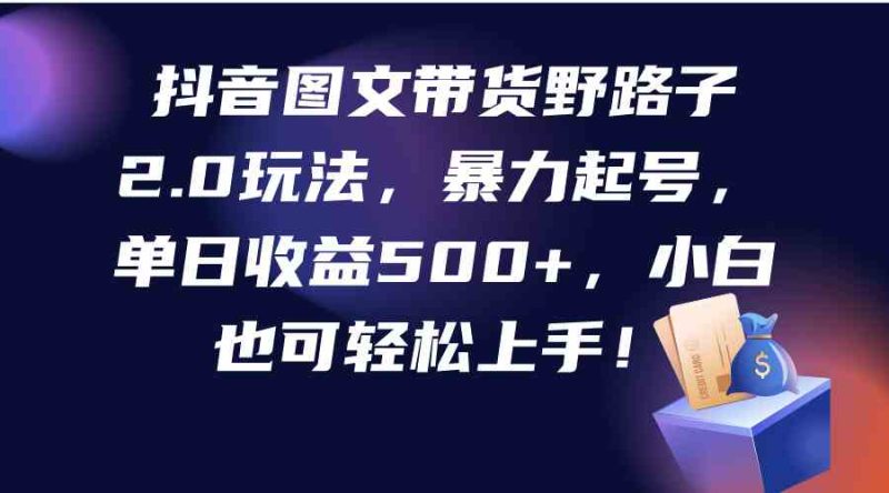 （9790期）抖音图文带货野路子2.0玩法，暴力起号，单日收益500+，小白也可轻松上手！| 网创圈