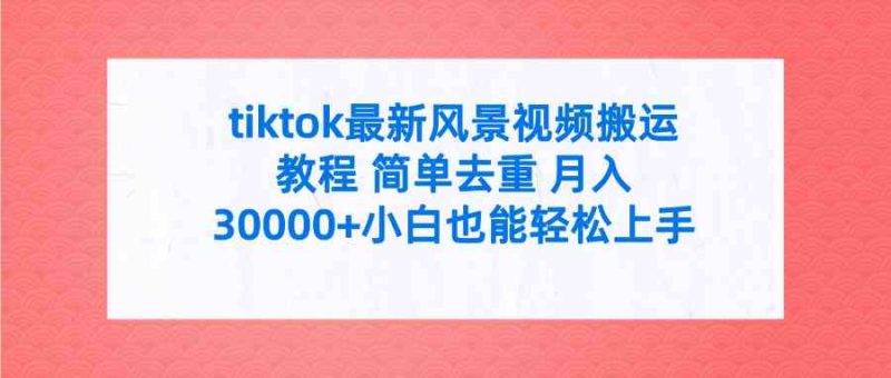 （9804期）tiktok最新风景视频搬运教程 简单去重 月入30000+附全套工具| 副业网