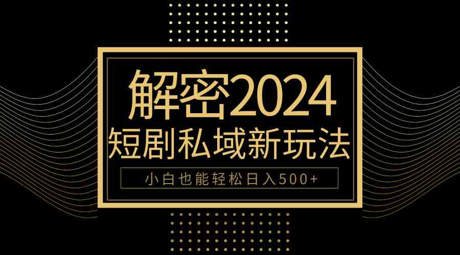 （9951期）10分钟教会你2024玩转短剧私域变现，小白也能轻松日入500+| 网创圈