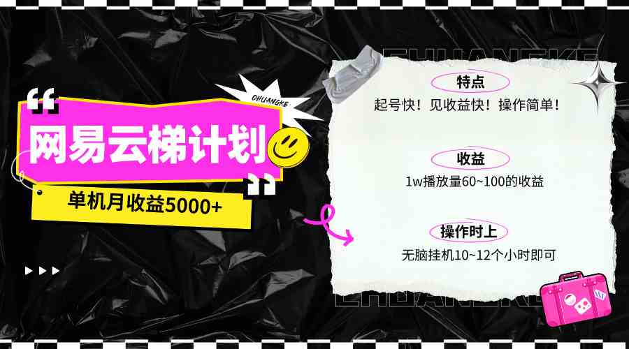 （10063期）最新网易云梯计划网页版，单机月收益5000+！可放大操作| 网创圈