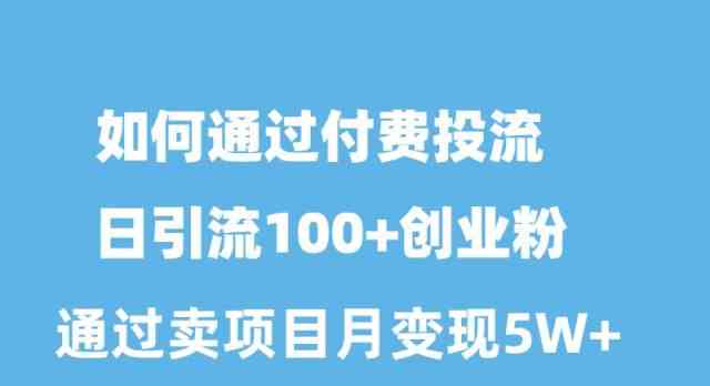 （10189期）如何通过付费投流日引流100+创业粉月变现5W+| 网创圈