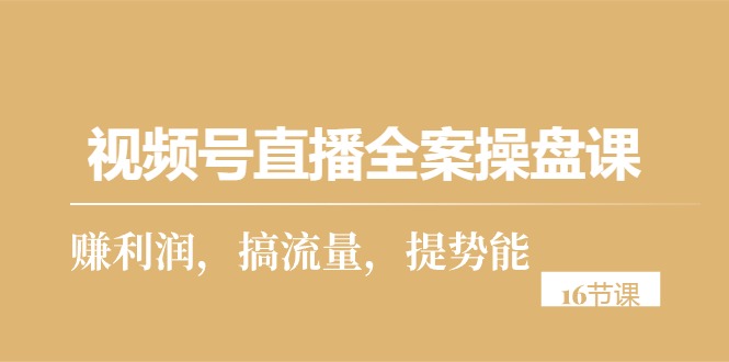 （10207期）视频号直播全案操盘课，赚利润，搞流量，提势能（16节课）| 网创圈