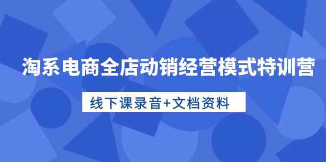 （10192期）淘系电商全店动销经营模式特训营，线下课录音+文档资料| 网创圈