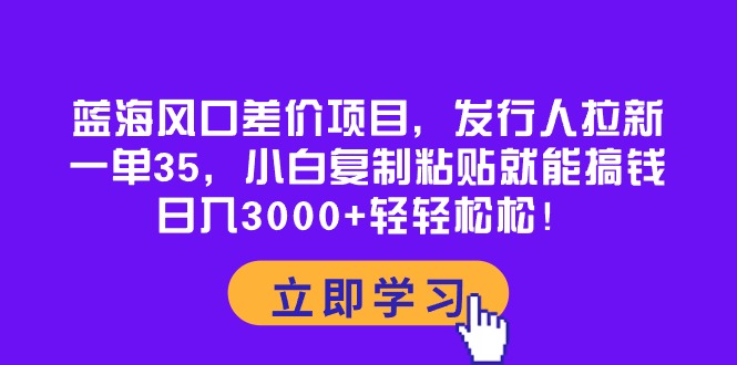 （10272期）蓝海风口差价项目，发行人拉新，一单35，小白复制粘贴就能搞钱！日入30…| 副业网