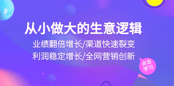 （10438期）从小做大生意逻辑：业绩翻倍增长/渠道快速裂变/利润稳定增长/全网营销创新| 副业网