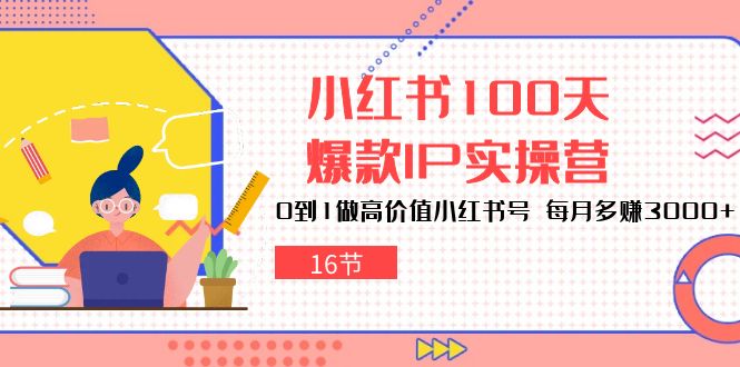 （10490期）小红书100天-爆款IP实操营，0到1做高价值小红书号 每月多赚3000+（16节）| 网创圈