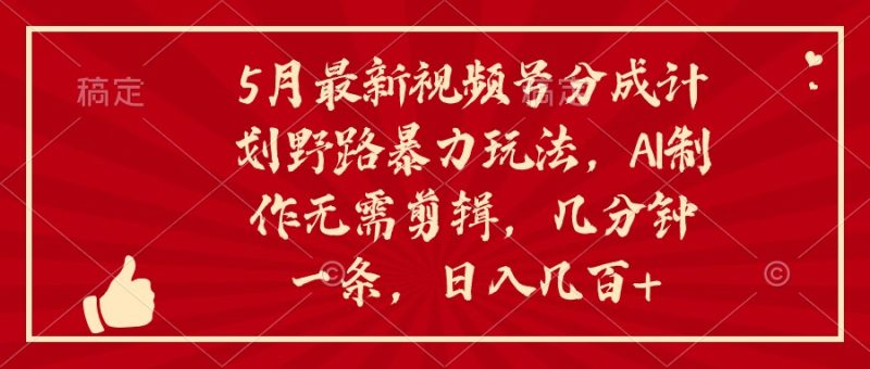 （10488期）5月最新视频号分成计划野路暴力玩法，ai制作，无需剪辑。几分钟一条，…| 网创圈
