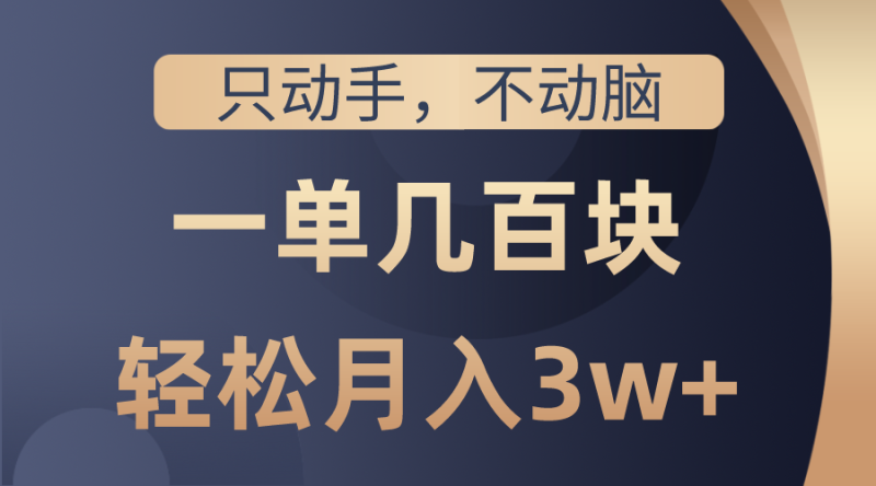 （10561期）只动手不动脑，一单几百块，轻松月入3w+，看完就能直接操作，详细教程| 网创圈