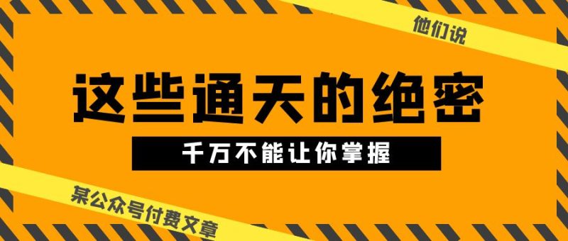 （10651期）某公众号付费文章《他们说 “ 这些通天的绝密，千万不能让你掌握! ”》| 网创圈