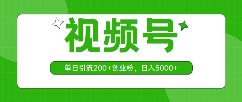 （10639期）视频号，单日引流200+创业粉，日入5000+| 网创圈