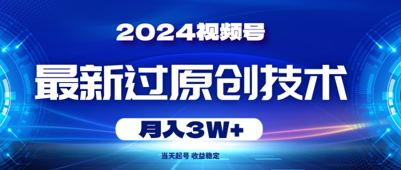 （10704期）2024视频号最新过原创技术，当天起号，收益稳定，月入3W+| 副业网