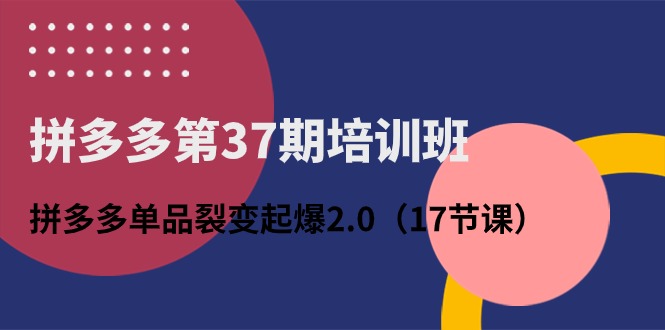 （10835期）拼多多第37期培训班：拼多多单品裂变起爆2.0（17节课）| 网创圈