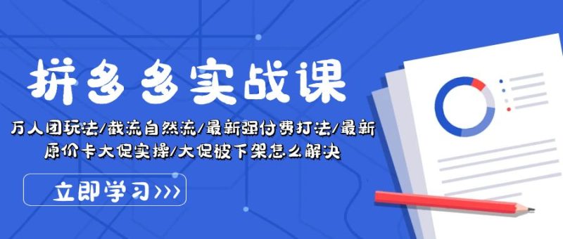 （10865期）拼多多·实战课：万人团玩法/截流自然流/最新强付费打法/最新原价卡大促..| 网创圈