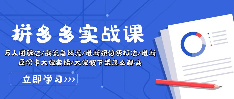 （10865期）拼多多·实战课：万人团玩法/截流自然流/最新强付费打法/最新原价卡大促..| 网创圈