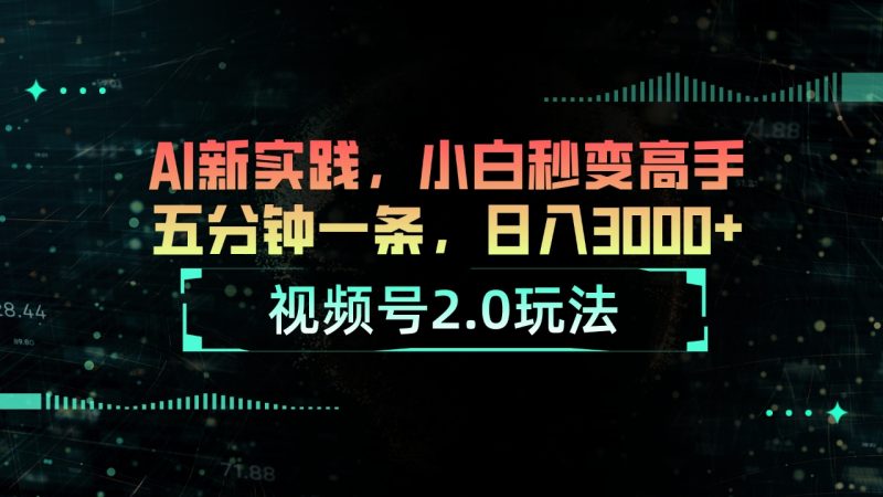 （10888期）视频号2.0玩法 AI新实践，小白秒变高手五分钟一条，日入3000+| 网创圈